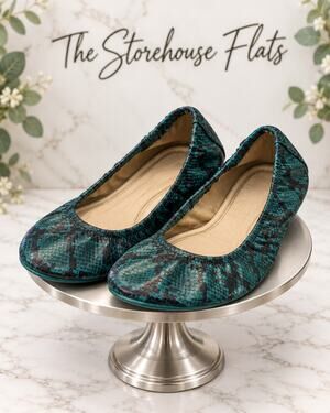 The Storehouse Flats Teal Snakes Leather Ballet Flats Size 11